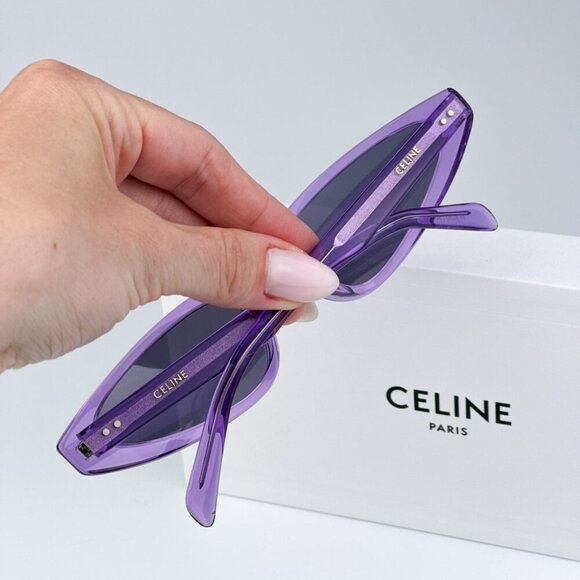 Celine CL40231I 81Y BRAND NEW Sunglasses Transparent Violet Geometric Women - Picture 3 of 11